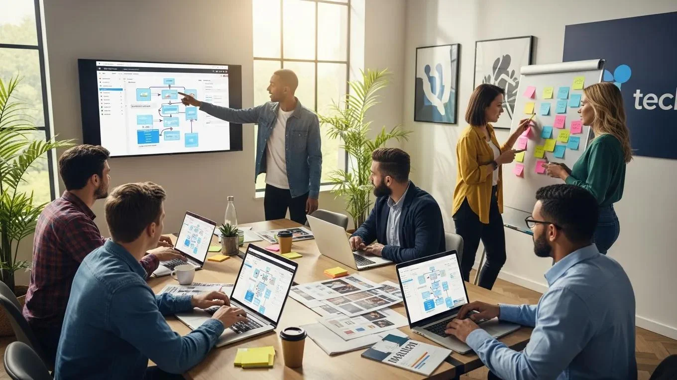 marketing-team-planning-automated-campaigns-showcasing-power-automate-automation-ideas
